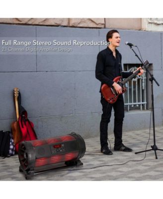 Portable Bluetooth BoomBox Speaker System with LED Lights, FM Radio, Karaoke Microphone, 600W Output