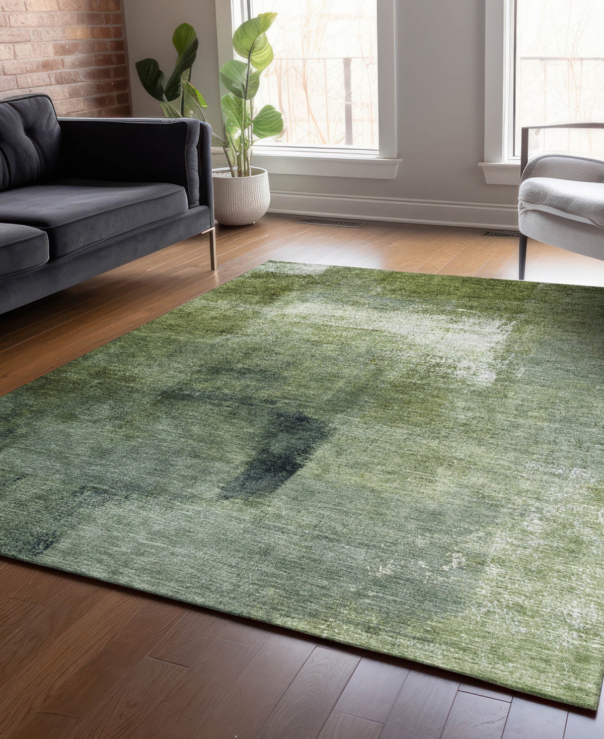 Addison Chantille Machine Washable Acn787 2'6''x3'10'' Area Rug In Green
