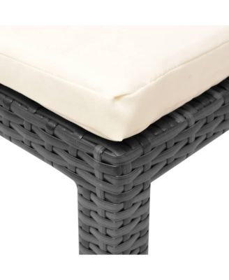 Sun Lounger with Cushion Poly Rattan Black