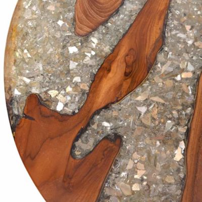 Coffee Table Multicolor Solid Teak Wood, Mango Wood, Resin Medium