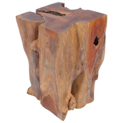 Stool Brown Solid teak wood Medium-sized Statement Piece Stool