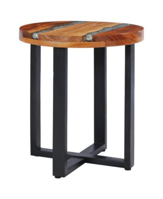 Coffee Table 15.7"x17.7" Solid Teak Wood and Polyresin