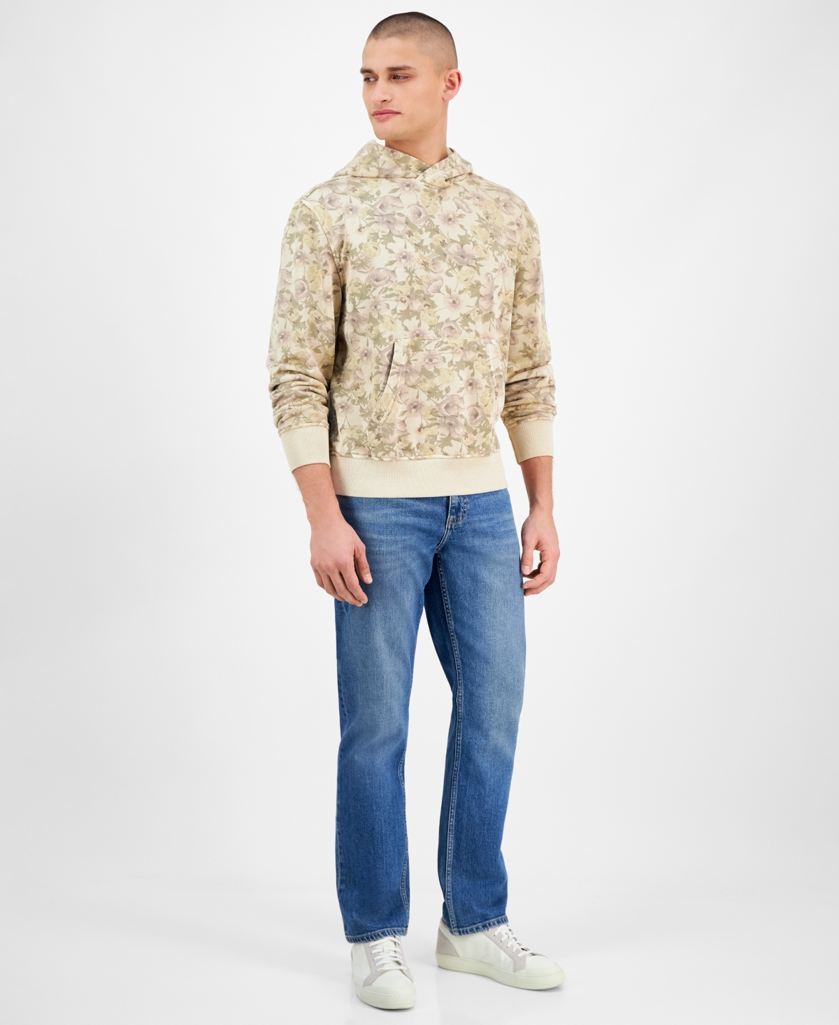 SUN + STONE MEN'S FLORAL MASH HOODIE, EXCLUSIVELY AT MACY'S 