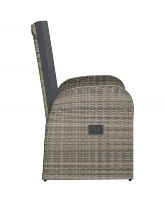 Reclining Patio Chairs 2 pcs with Cushions Poly Rattan Gray