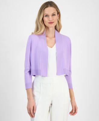 Kasper - Women's Cropped Kissing-Front Long-Sleeve Shrug