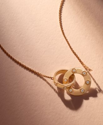 Anywear Everywear&reg; Nude Diamond Interlocking Circle Adjustable 19" Pendant Necklace (1/10 ct. t.w.) in 14k Honey Gold