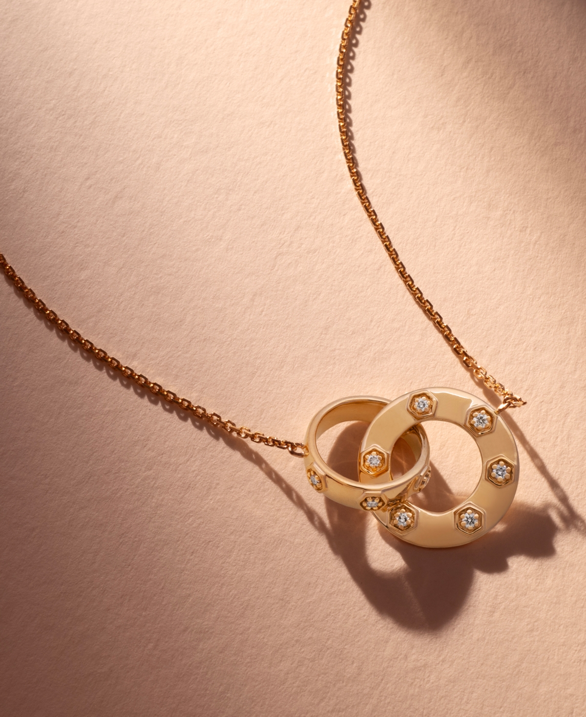 Le Vian Anywear Everywear Nude Diamond Interlocking Circle Adjustable 19" Pendant Necklace (1/10 Ct. T.w.) I In Gold