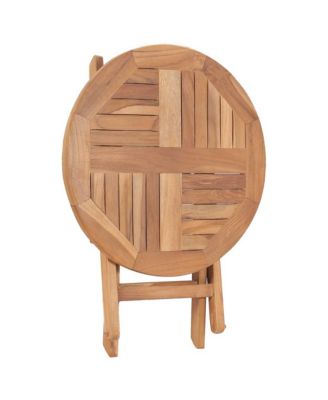 Folding Patio Table 17.7" Solid Teak Wood