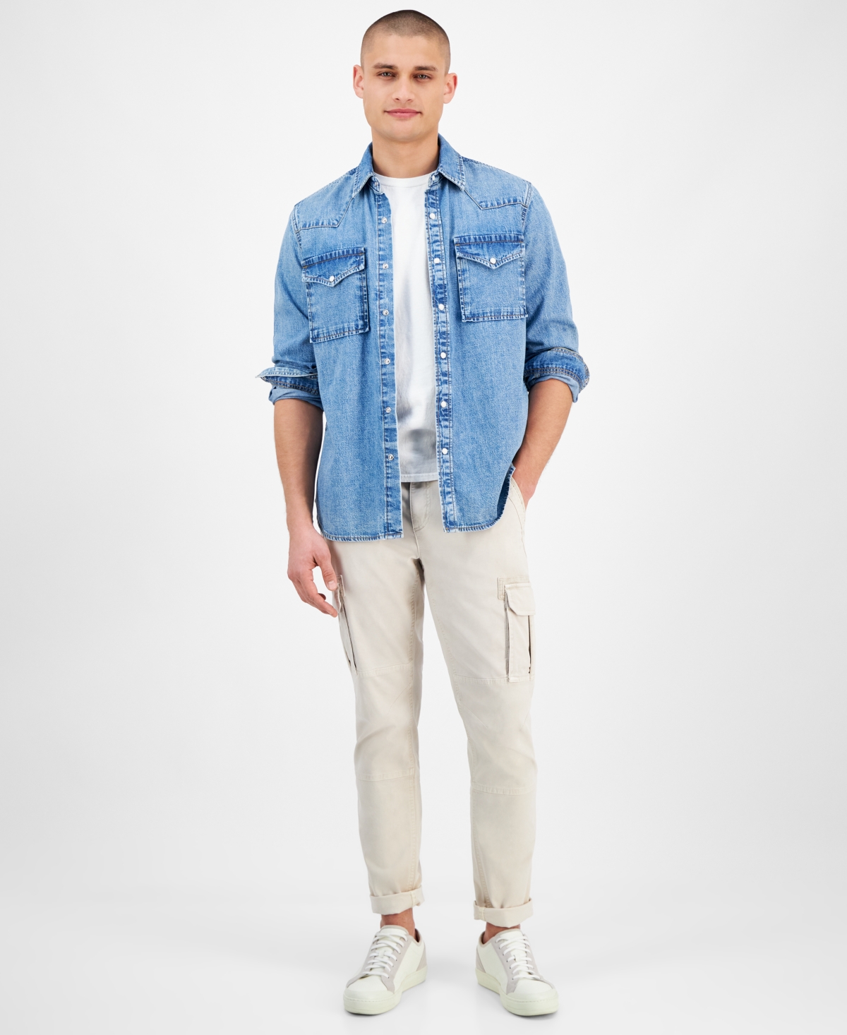 SUN + STONE MEN'S MARSHALL WESTERN SHIRT, EXCLUSIVELY AT MACY'S 