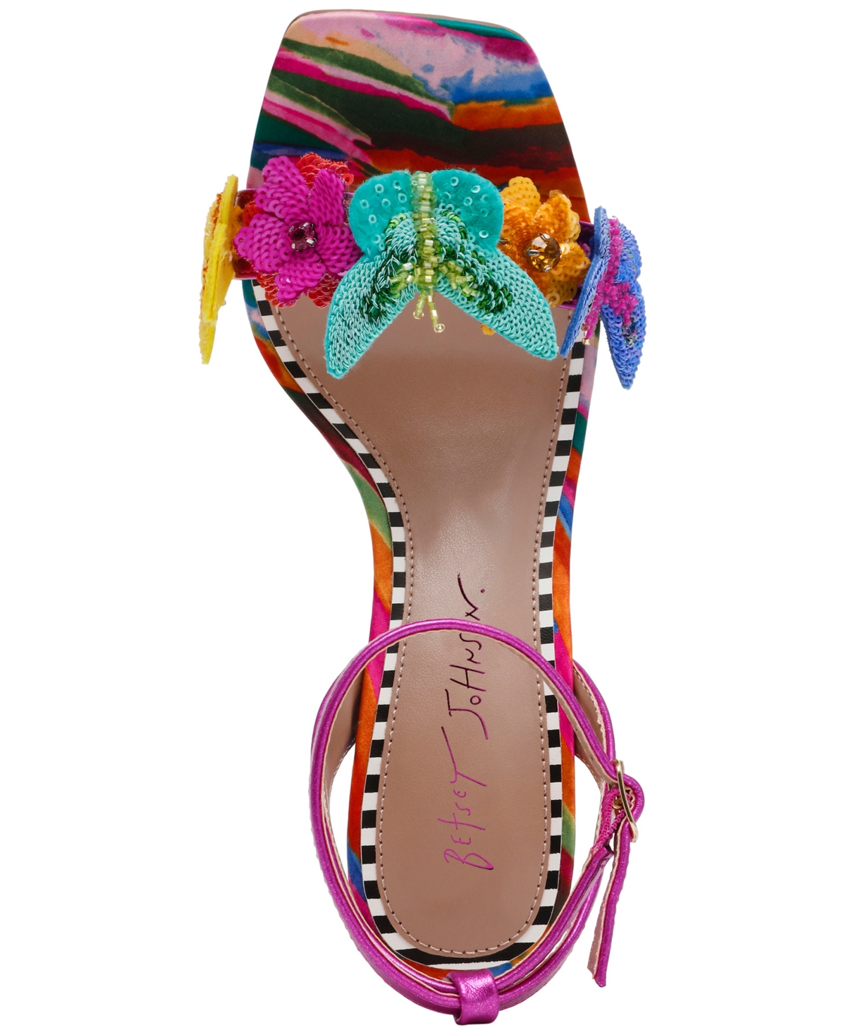 BETSEY JOHNSON WOMEN'S APOLO BUTTERFLY LUCITE WEDGE SANDALS 