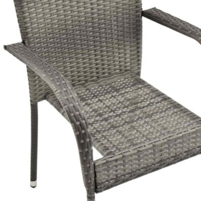 Dining Chair Set of 6 Grey PE rattan, powder-coated steel