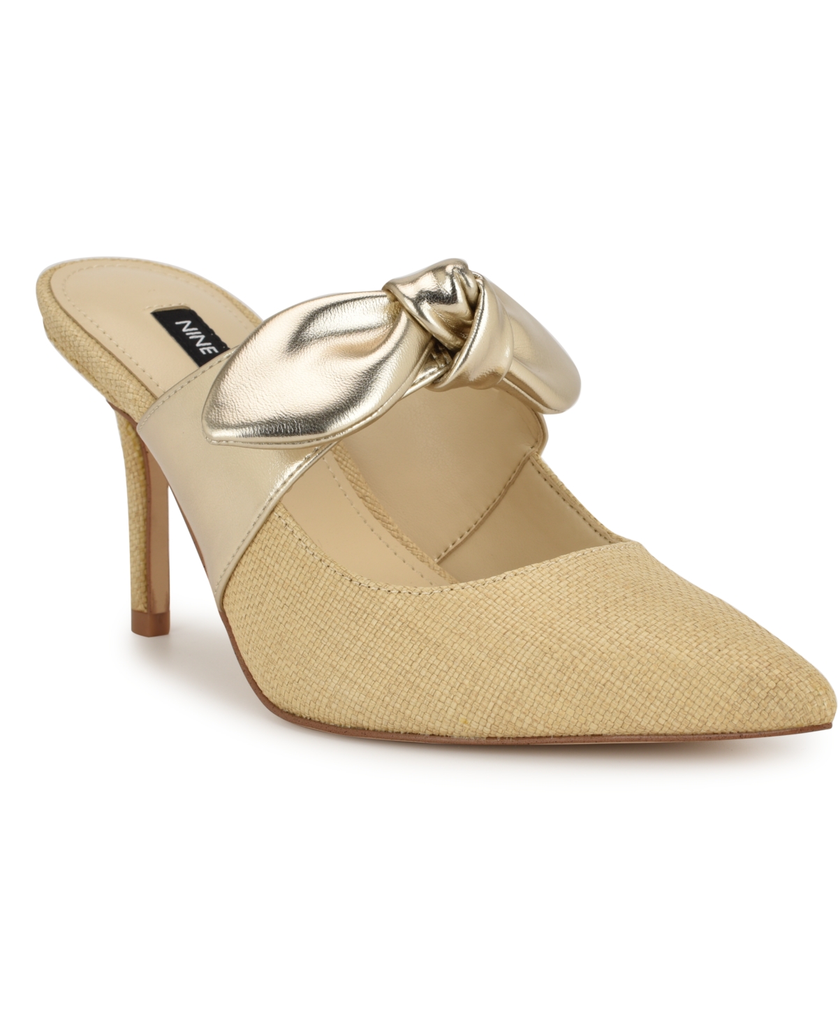 Women's Demmure Bow Strap Slip-On Stiletto Pumps - Light Natural/Gold