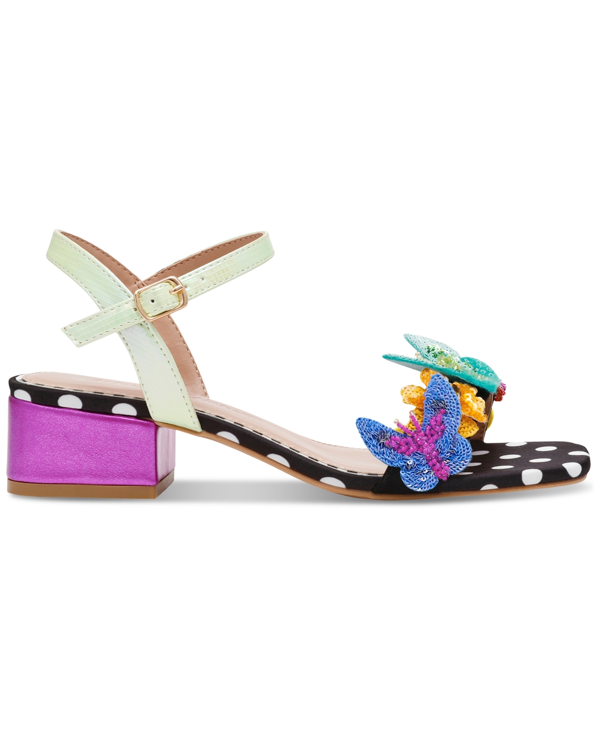 Shop Betsey Johnson Women's Emerry Two-piece Butterfly Low Block-heel Sandals In Black Multi