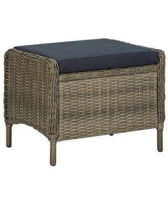 Reclining Patio Chair with Footstool Poly Rattan Brown