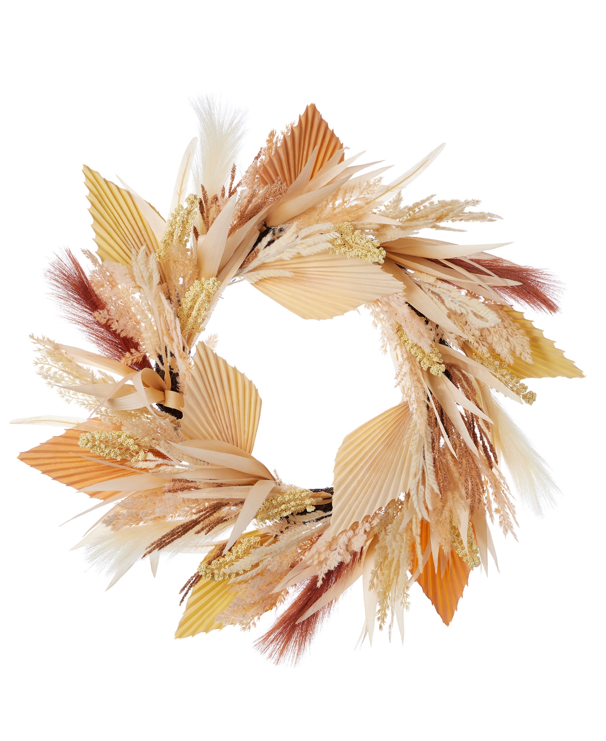Shop Seasonal 24" Pampas And Palm Wreath In Multi
