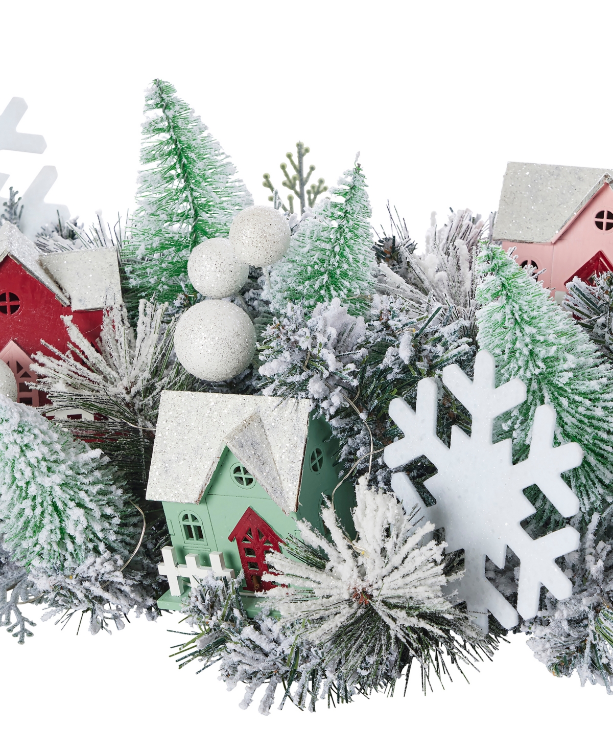 Seasonal 60" Pre-Lit Snowy Cottage Mantel Swag