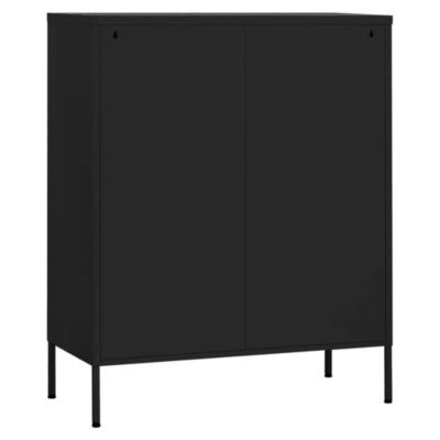 Storage Cabinet Black Steel Large Height-Adjustable Shelves