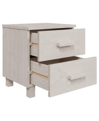 Bedside Cabinet HAMAR White 15.7"x13.8"x17.5" Solid Pinewood