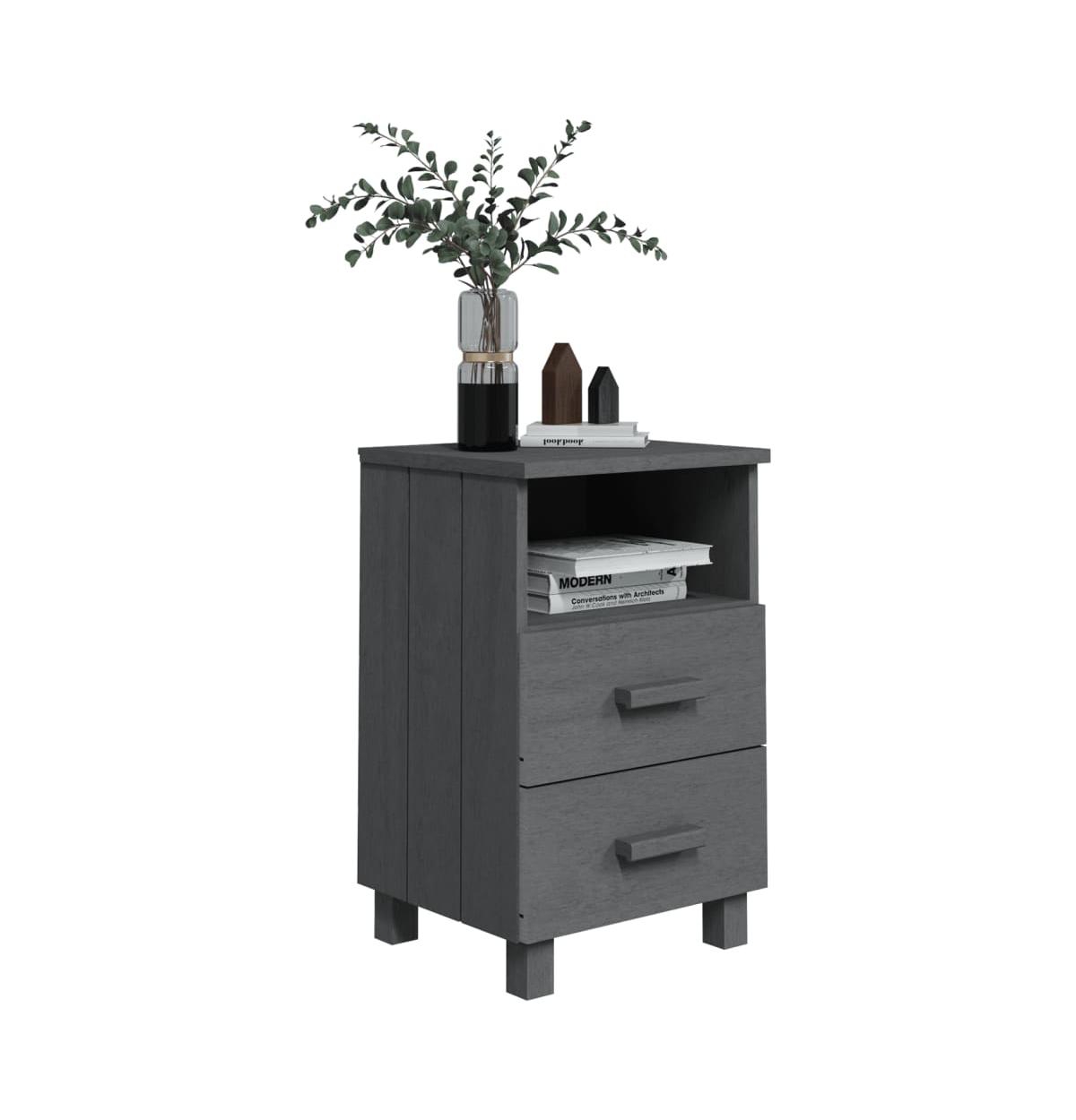 vidaXL Bedside Cabinet Hamar Dark Gray 15.7