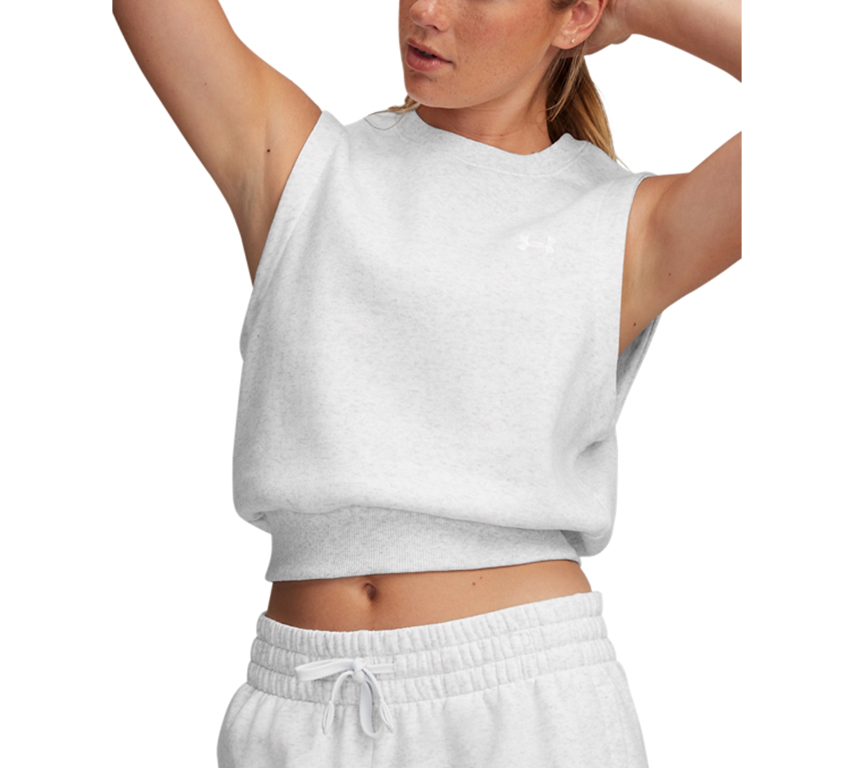 Under Armour Women's Ua Rival Fleece Sleeveless Top In Distant Gray Medium Heather