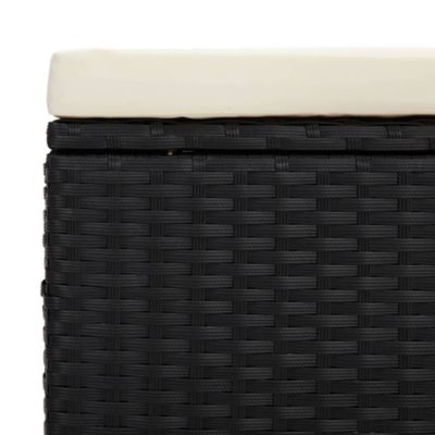 Ottoman with Cushion Black 15.7"x11.8"x15.7" Poly Rattan