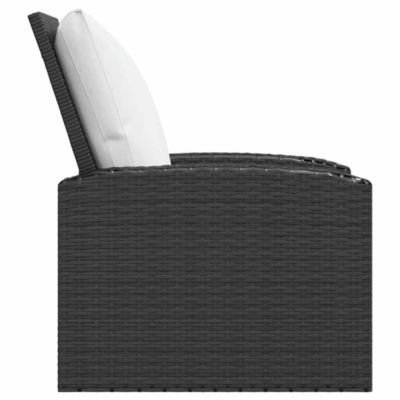 Patio Reclining Chair with Cushions Black Poly Rattan