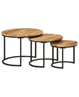 Nesting Tables 3 pcs Solid Rough Wood Mango