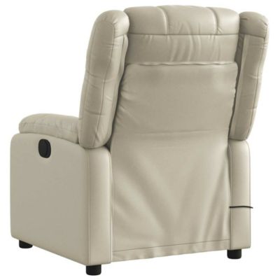 1 PC Cream Faux Leather Massage Recliner Chair