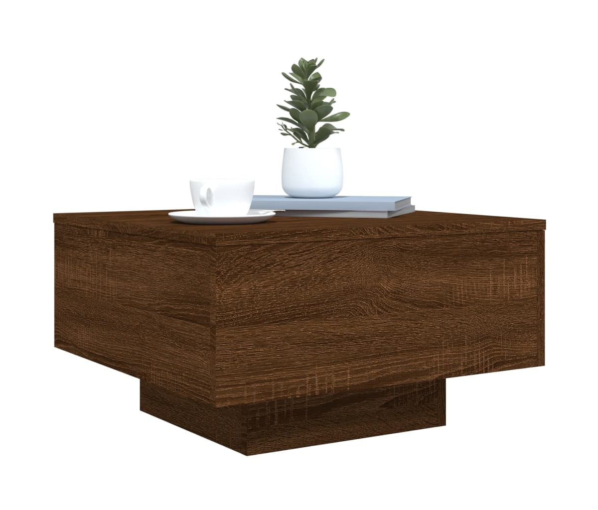 vidaXL Coffee Table with Led Lights Brown Oak 21.7