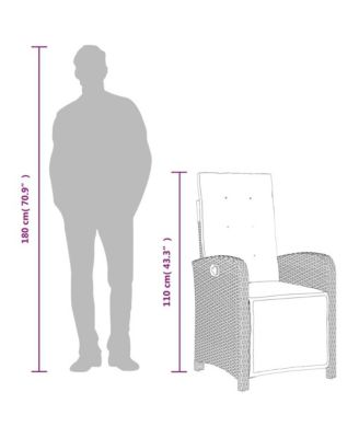 Reclining Patio Chairs 2 pcs with Footrest Gray Poly Rattan