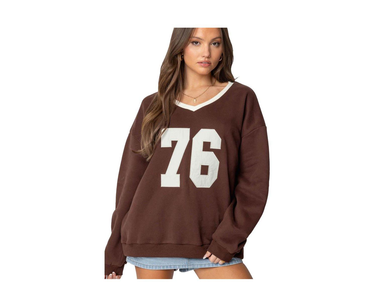 Women's 76 Oversized V Neck Sweater