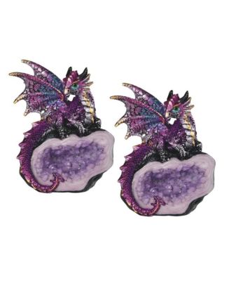 FC Design "2-PC Set" 4"H Purple Dragon Guarding Faux Crystal Cave ...