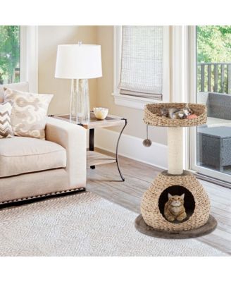 28'' Hand-Made Cat Tree Tower Natural Bowl Shaped w/Perch