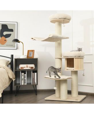 68.5'' Cat Tree Condo 4-Layer Wooden Kitten Activity Tower w/ Sisal Posts