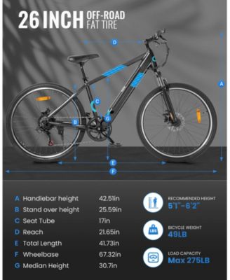 350W Electric Bike 26" Electric Mountain Bike for Adults, 36V Built-in Hidden Removable Battery with Shimano 7 Speed City Commuter Bike for Man Woman