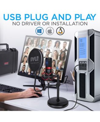 USB Computer Microphone Kit with Shock Mount, Pop Filter, and Desktop Stand for Streaming and Recording