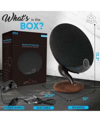 Portable Wireless BT Streaming Gramophone Speaker with Subwoofer, Oak Finish