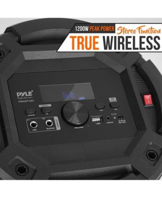 Portable Bluetooth PA Speaker & Microphone System with LED Lights, MP3/USB Reader, FM Radio