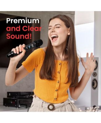 UHF Wireless Microphone System - 4 Handheld Mics, 4-Channel Receiver, Rack-Mountable, Black