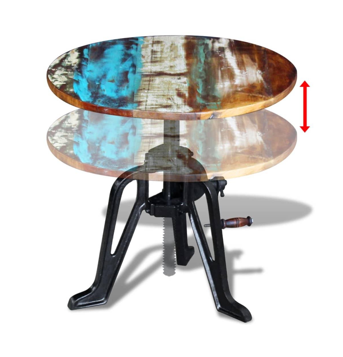 Side Table Solid Reclaimed Wood Cast Iron 23.6