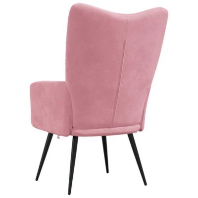 Relaxing Chair Pink Velvet (100% polyester), steel Medium
