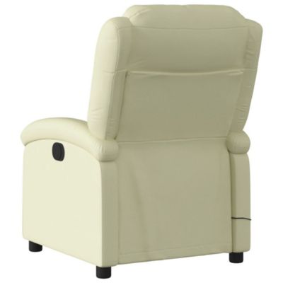 Large Massage Recliner Chair with Real Leather Upholstery, Adjustable Footrest, and Metal-Plywood Frame