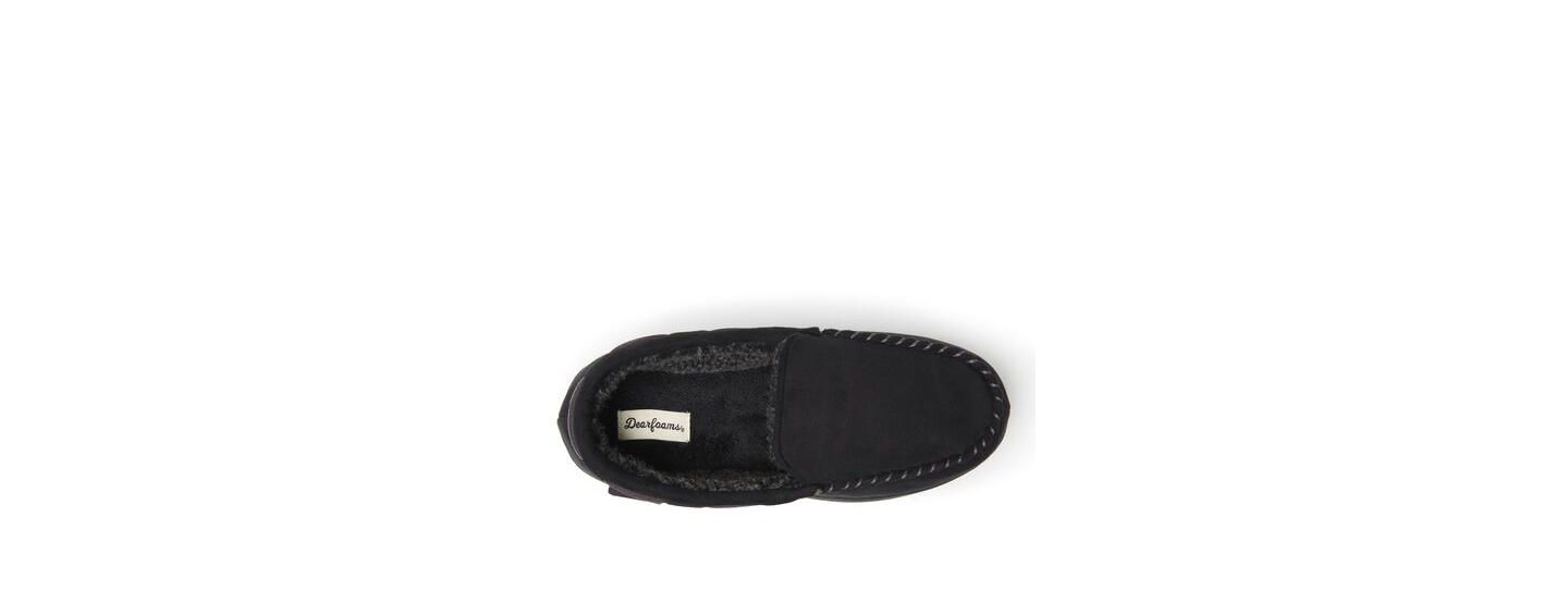 Мужские тапочки Dearfoams Keaton Microsuede Moccasin House Shoe Slipper, цвет: Чёрный — фото 5