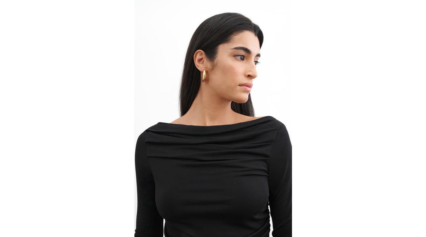 Женский топ Marcella Cooper Convertible Draped Boat-Neck Jersey Top, цвет: Чёрный — фото 4