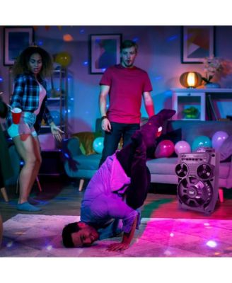 Portable Bluetooth PA Speaker - 580W 8” Rechargeable Outdoor BT Karaoke Audio System - TWS, Disco Party Lights, LED Display, FM/AUX/MP3/USB/SD, 6.5mm in, Trolley, Wheels - Wireless Mic, Remote