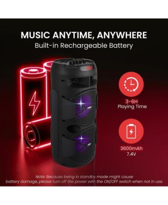 Outdoor Bluetooth Speakers, 300W High-Powered PA System, 8" Rechargeable Bluetooth Speaker with Microphone, BT Karaoke Audio System-FM/AUX/MP3/USB, Carry Handle-Wireless Mic, Remote Control