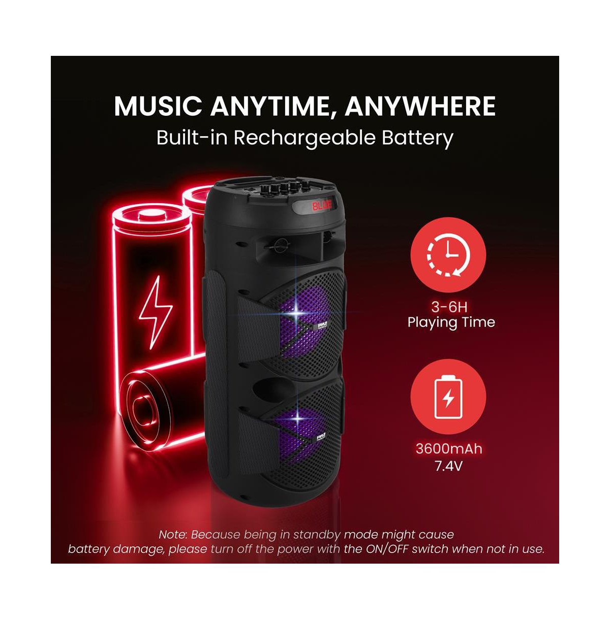 Pyle Outdoor Bluetooth Speakers, 300W High-Powered Pa System, 8" Rechargeable Bluetooth Speaker with Microphone, Bt Karaoke Audio System-fm/Aux/M