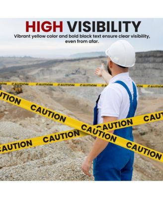 Caution Barricade Tape, 656' Length, Waterproof, UV-Resistant, Tear-Resistant (Set of 8 Rolls)