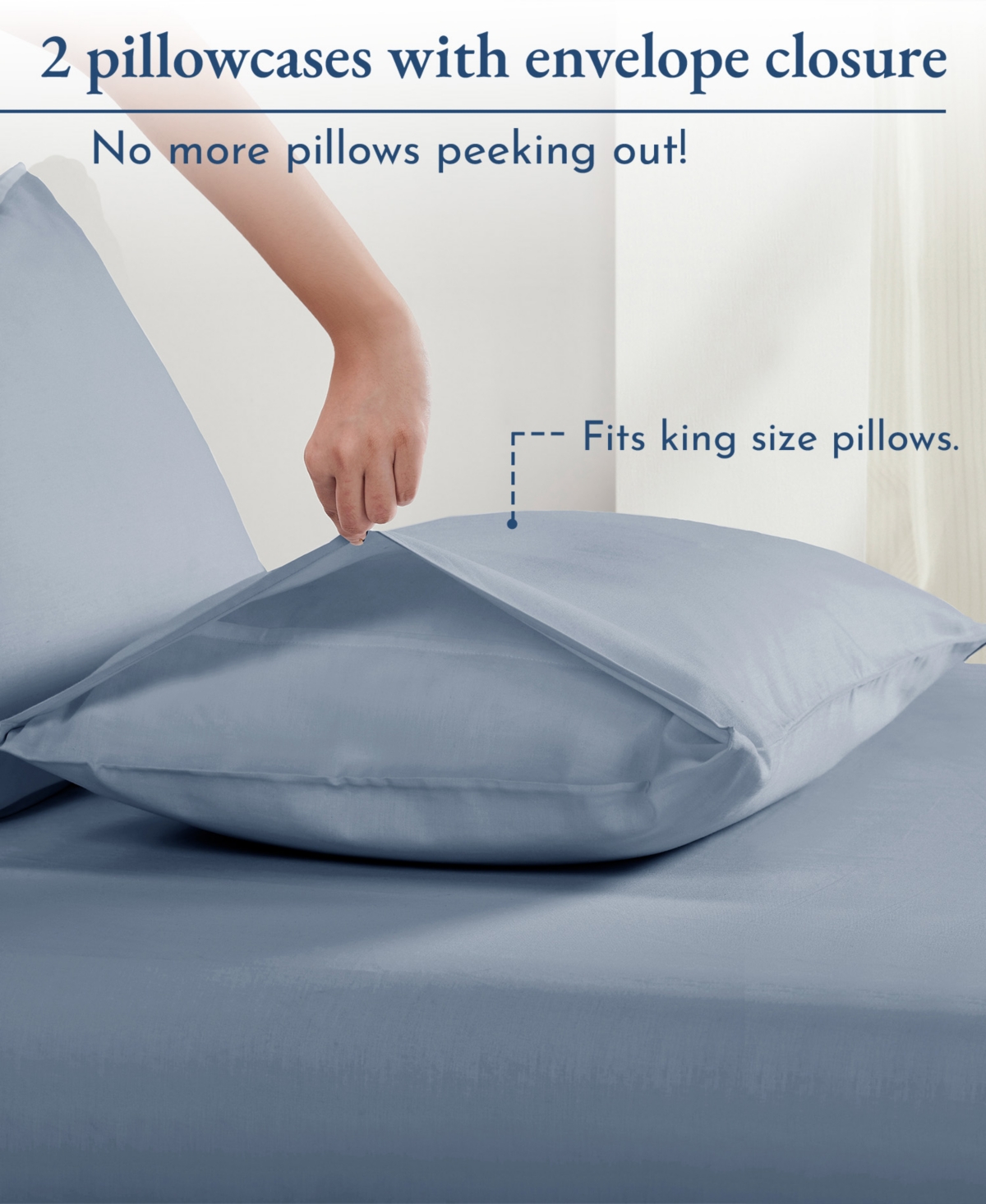 100% Organic Cotton Pillow Cases Set Of 2, Authentic Gots Certified, Soft & Cooling Percale Weave Cotton Pillowcases with envelope closure by Cal