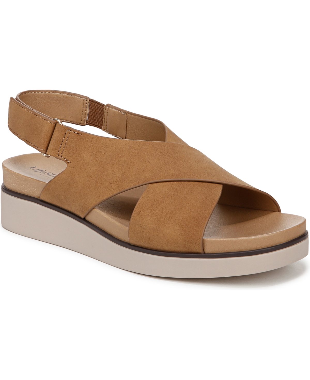 LIFESTRIDE WOMEN'S GEORGINA SQUARE OPEN TOE SLINGBACK PLATFORM SANDALS 